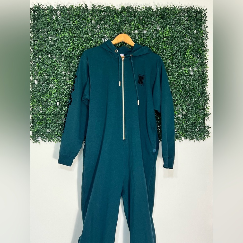 Savage X Fenty Green Zip Hooded Hunter Green Jumpsuit Size Large - Picture 2 of 16